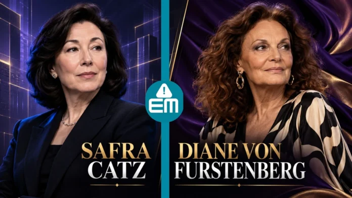 Separate portraits of Safra Catz and Diane von Furstenberg